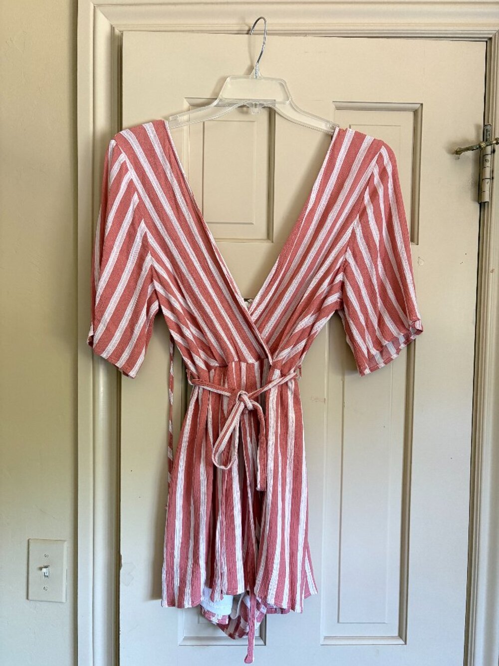 Blue Rain Pink Striped Romper